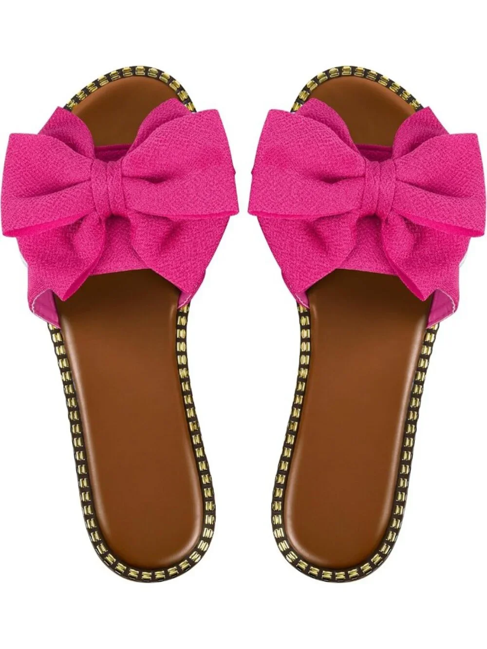 Chic Women's Bow Knot Slide Sandals - Summer Dressy Flats for Comfort & Style